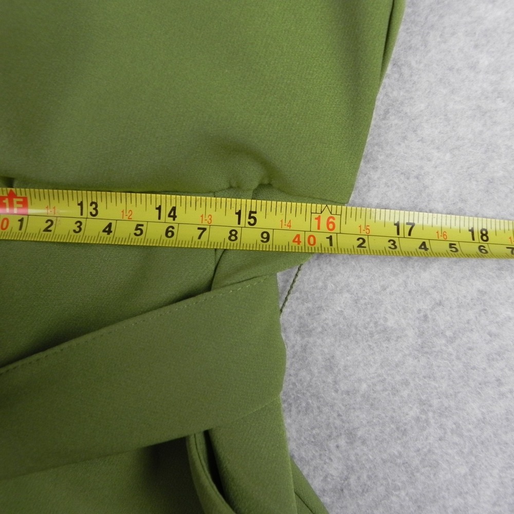 New York & Company Jumpsuit Womens Large Madie V-Neck Ruffled Shoulder Green - Picture 8 of 13